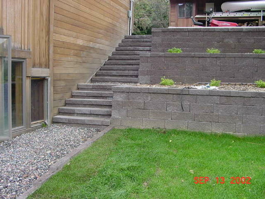 New steps and retaining wall