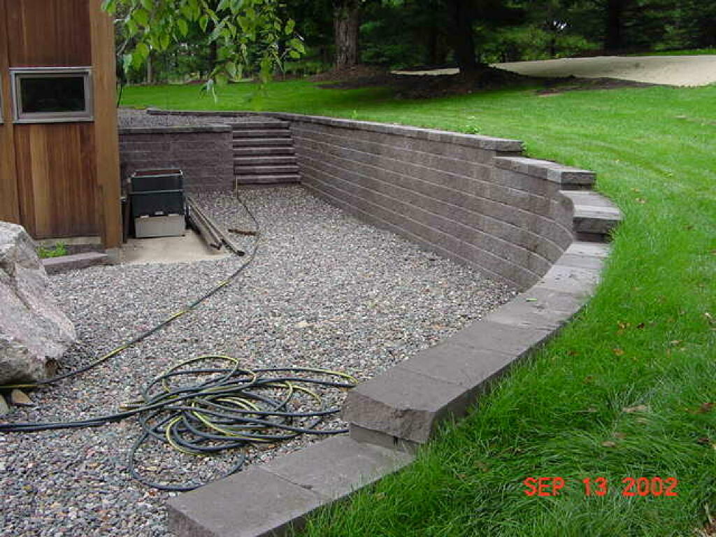New steps and retaining wall