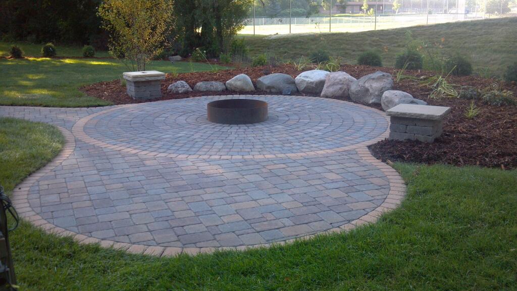 S''mores anyone   Backyard fire pit and walk way